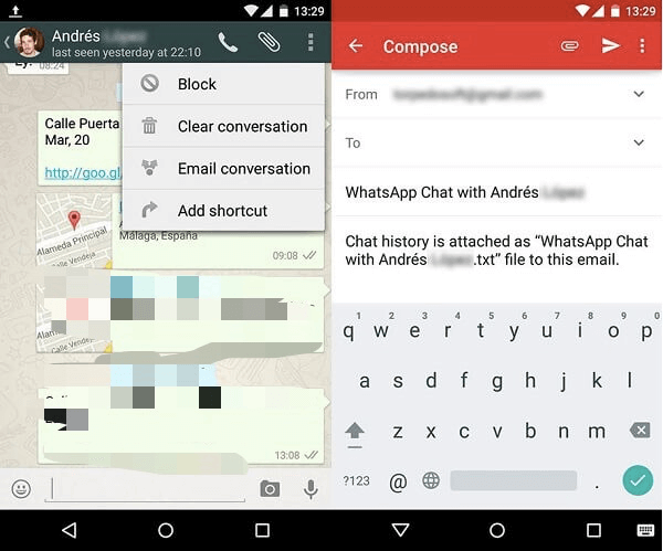 WhatsApp Mesajlarını E-posta Kullanarak Android ve iPhone Arasında Aktarma