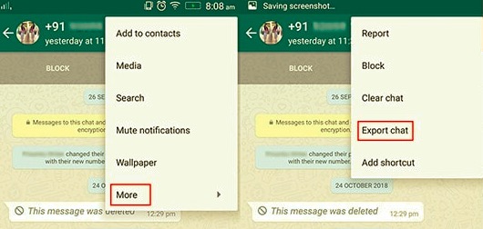Sohbeti Dışa Aktarmak için WhatsApp Dışa Aktarma Özelliğini Kullanın