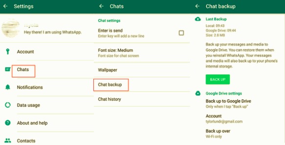 Android'de WhatsApp Yerel Yedekleme