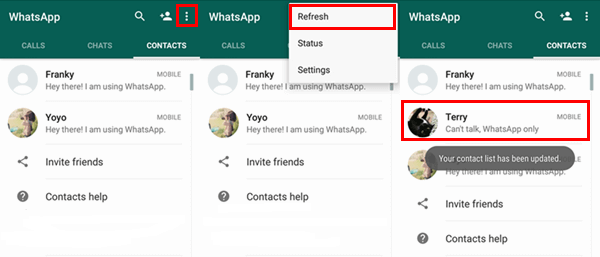 Kişi Ekle Whatsapp Kişileri Yenile