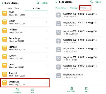 Dahili Depolama Alanında WhatsApp Yerel Yedekleme Kullanarak WhatsApp'ı Yedeklemeden Geri Yükleyin