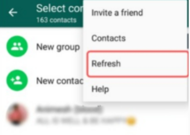 WhatsApp Kişi Listesini Yenileyerek İsimlerini Göstermeyen WhatsApp Kişilerini Düzeltme